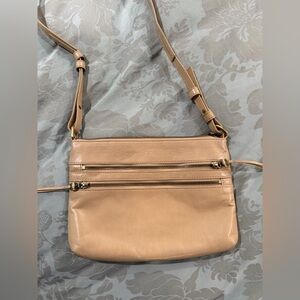 HOBO International Billie Crossbody Polished Leather Natural Antique Brass